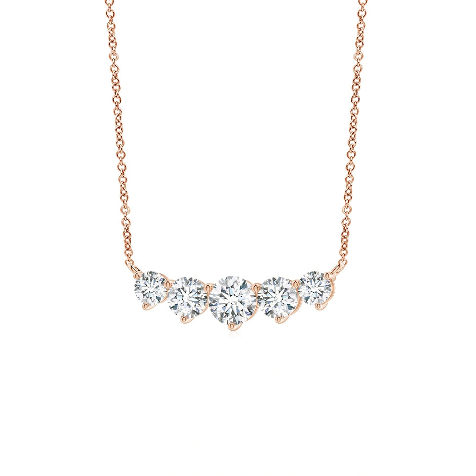 Graduated Five Stone Round Lab-Grown Diamond Necklace