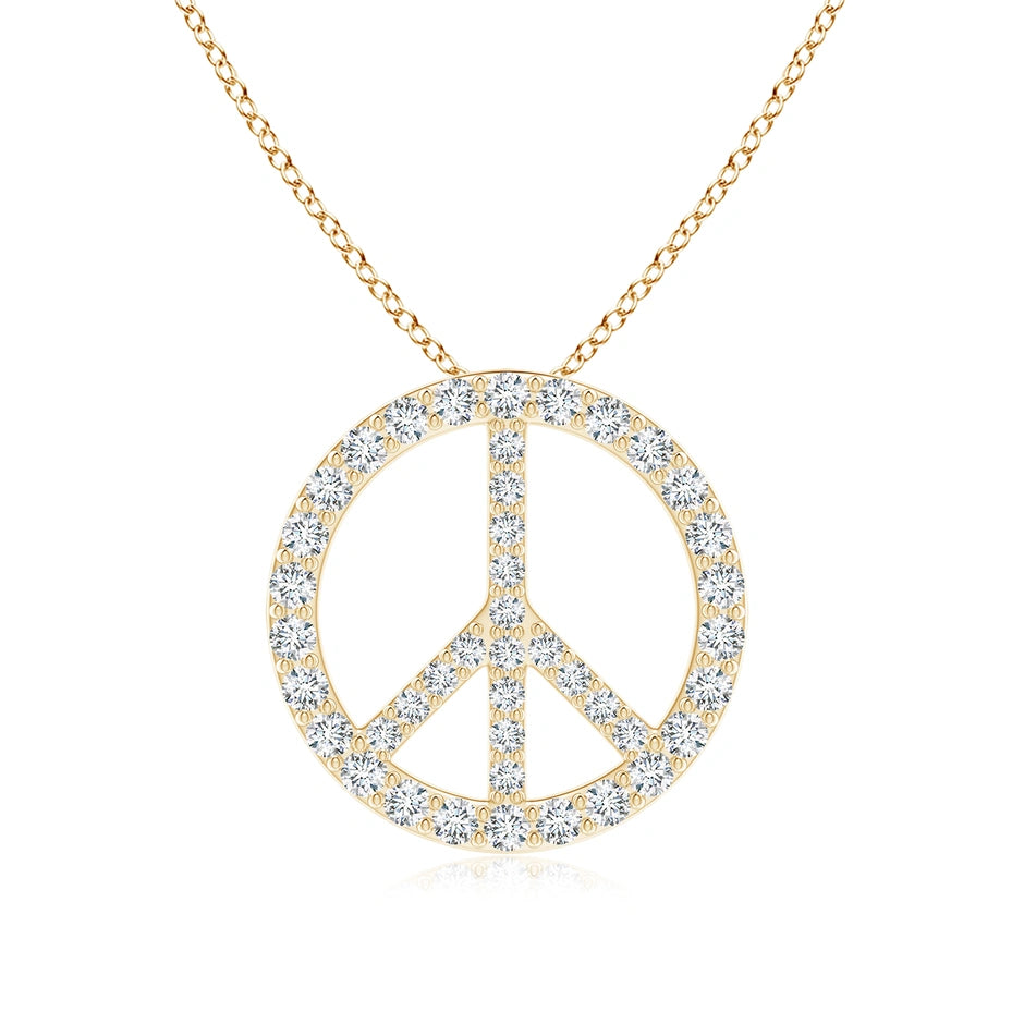 Lab-Grown Prong-Set Diamond Peace Sign Pendant