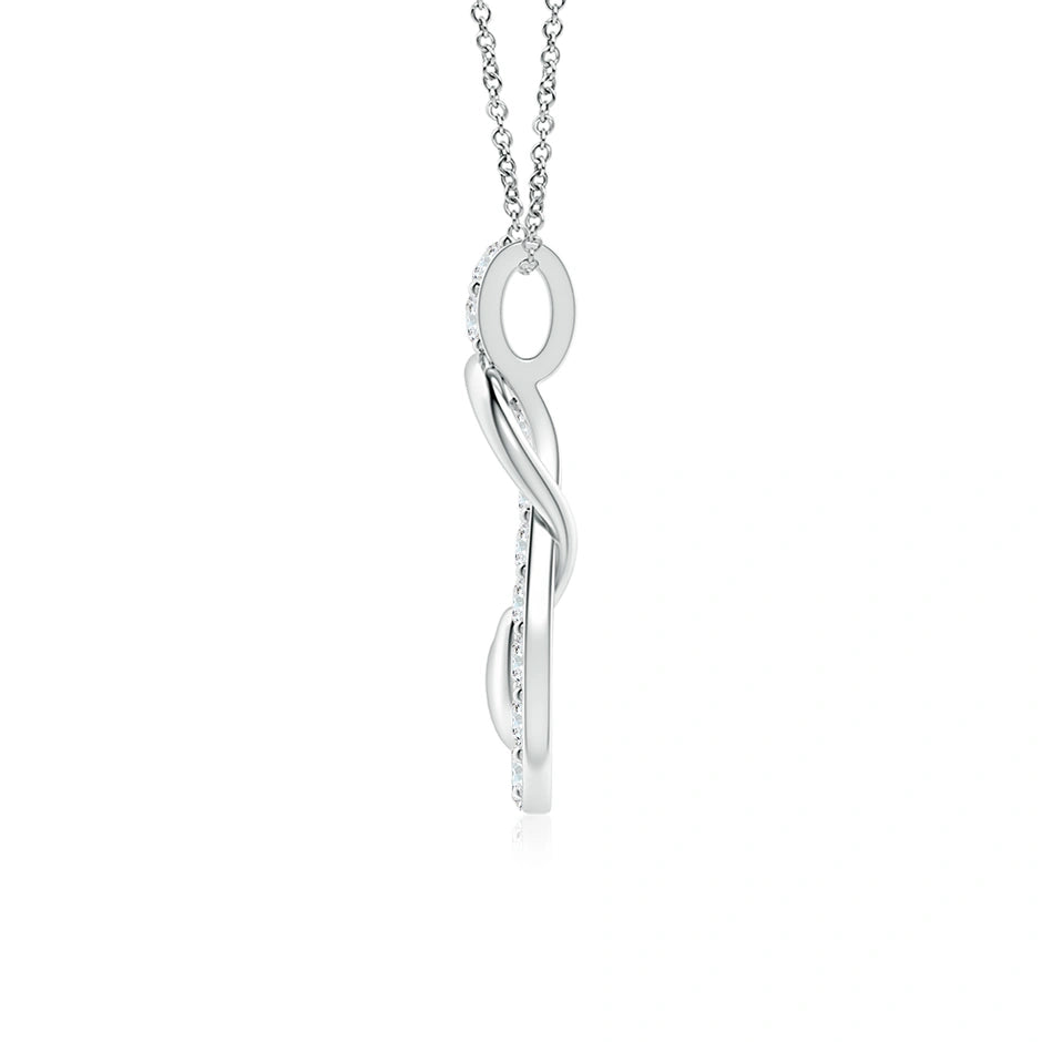 Lab-Grown Diamond Infinity Knot Pendant with Puffed Heart