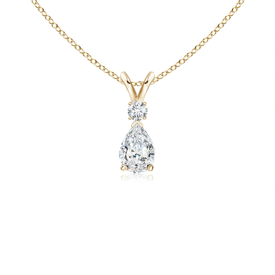 Prong-Set Lab-Grown Diamond Teardrop V-Bale Pendant