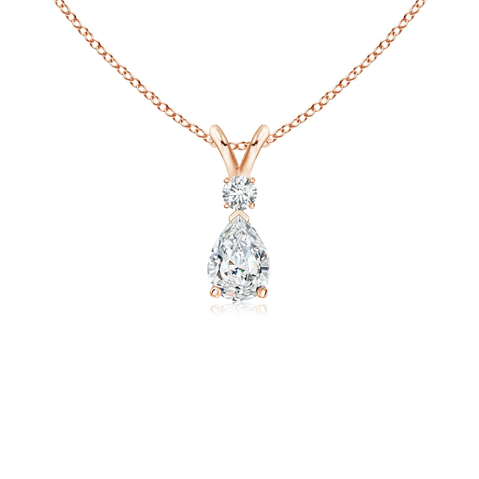 Prong-Set Lab-Grown Diamond Teardrop V-Bale Pendant