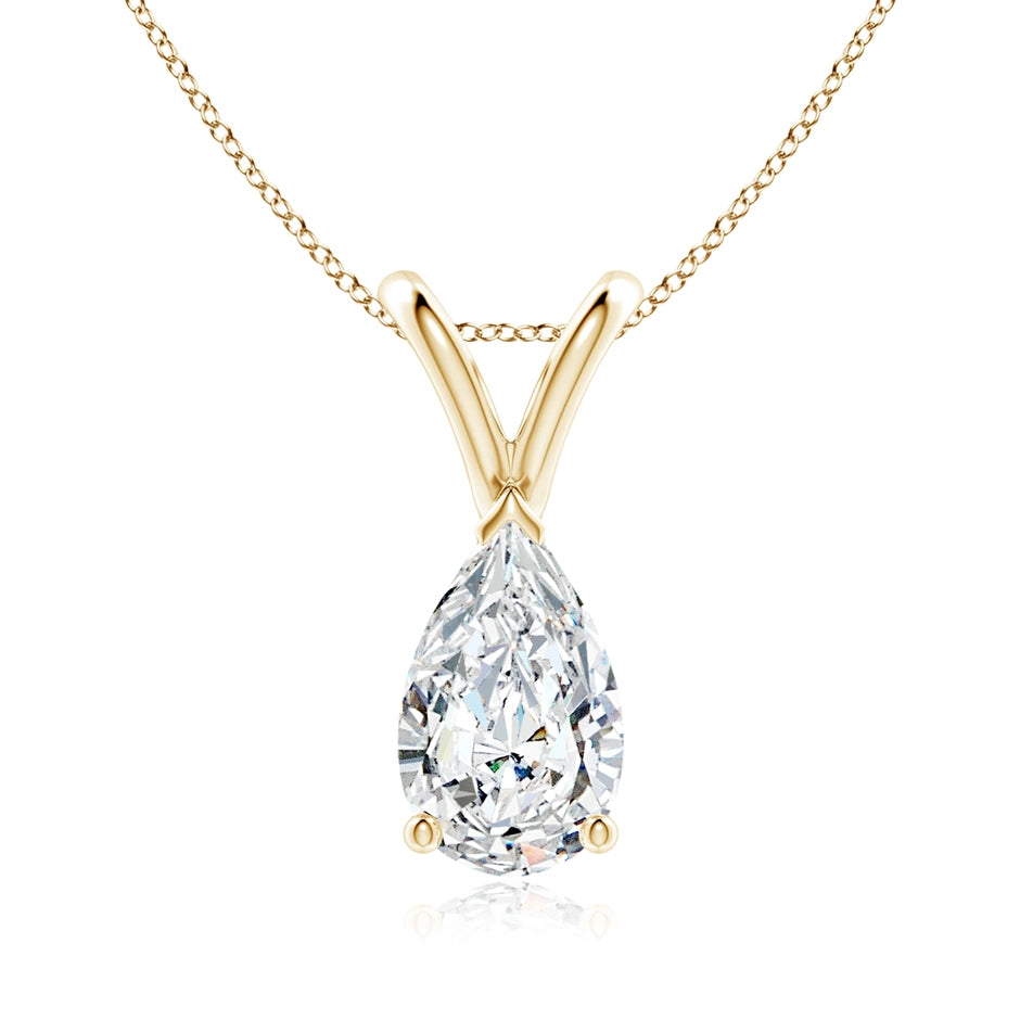 Lab-Grown V-Bale Pear-Shaped Diamond Solitaire Pendant
