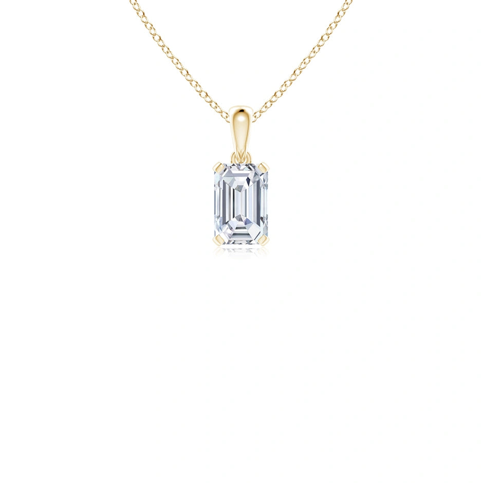 Prong-Set Emerald-Cut Lab-Grown Diamond Solitaire Pendant