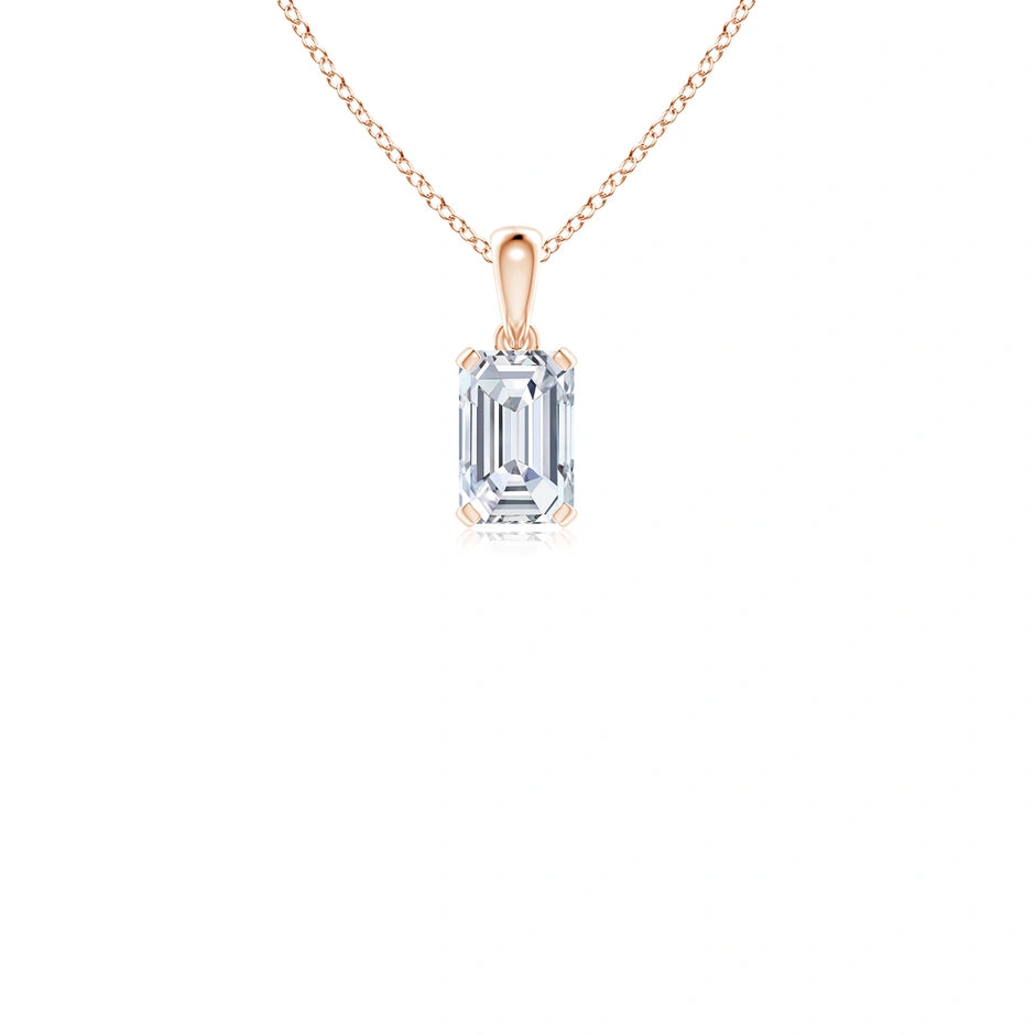 Prong-Set Emerald-Cut Lab-Grown Diamond Solitaire Pendant