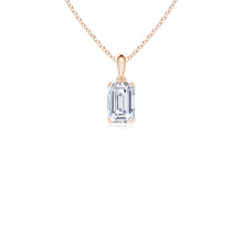 Prong-Set Emerald-Cut Lab-Grown Diamond Solitaire Pendant