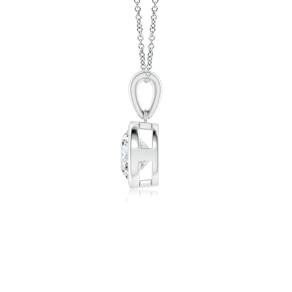 Bezel-Set Round Lab-Grown Diamond Solitaire Pendant