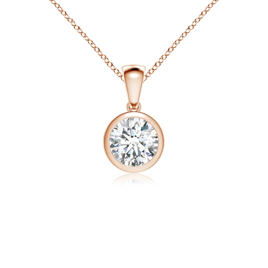 Bezel-Set Round Lab-Grown Diamond Solitaire Pendant