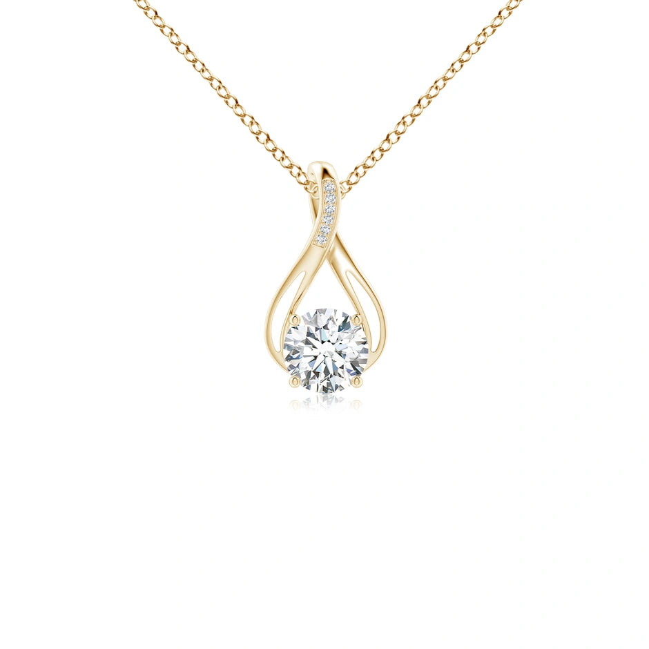 Round Lab-Grown Diamond Infinity Twist Pendant with Accents