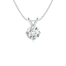 Round Prong-Set Lab-Grown Diamond Solitaire V-Bale Pendant
