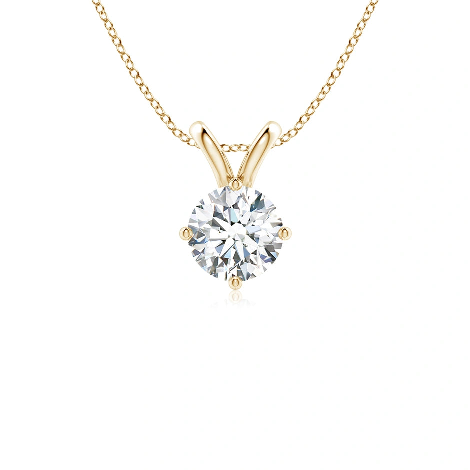 Round Prong-Set Lab-Grown Diamond Solitaire V-Bale Pendant