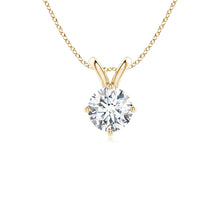 Round Prong-Set Lab-Grown Diamond Solitaire V-Bale Pendant