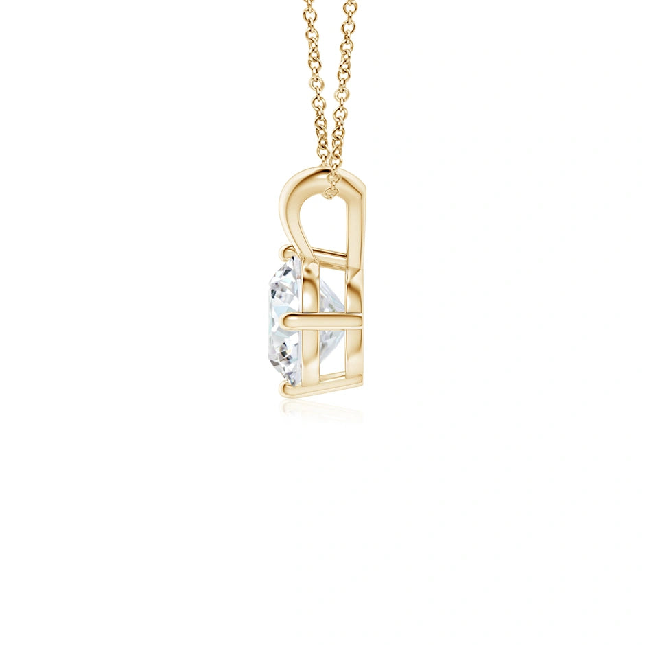 Round Prong-Set Lab-Grown Diamond Solitaire V-Bale Pendant
