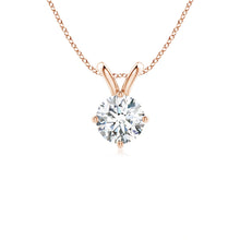 Round Prong-Set Lab-Grown Diamond Solitaire V-Bale Pendant