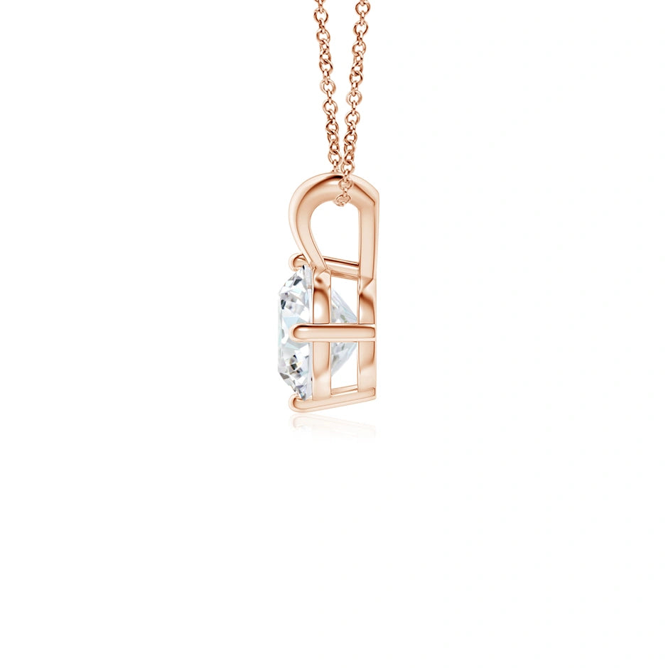 Round Prong-Set Lab-Grown Diamond Solitaire V-Bale Pendant