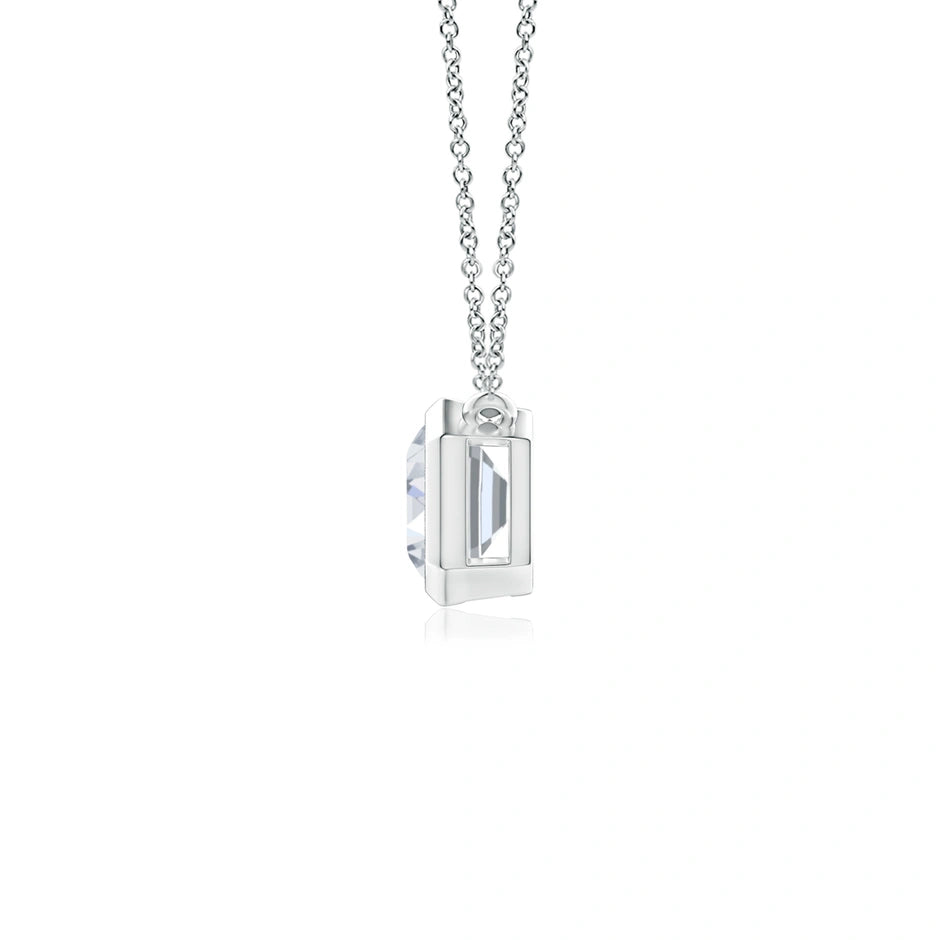Lab-Grown East-West Bezel-Set Emerald-Cut Diamond Pendant