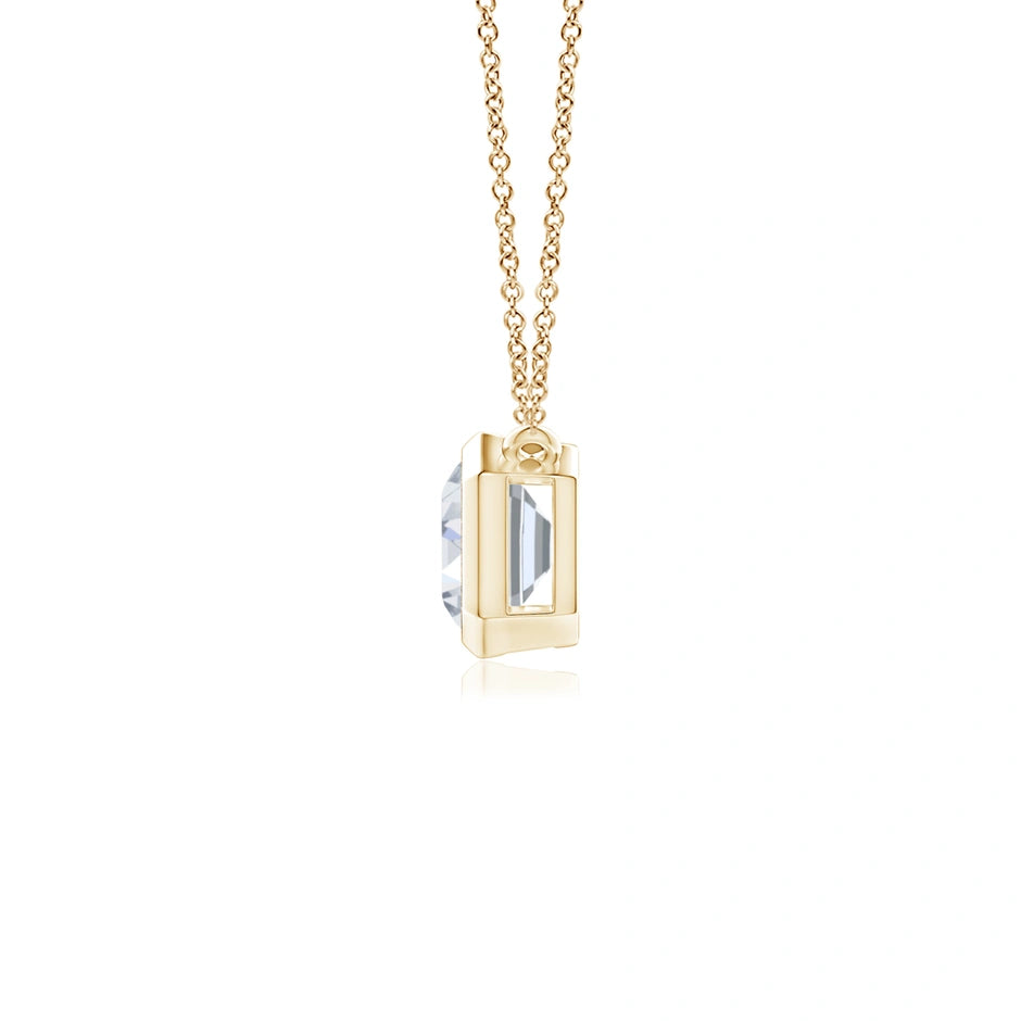 Lab-Grown East-West Bezel-Set Emerald-Cut Diamond Pendant