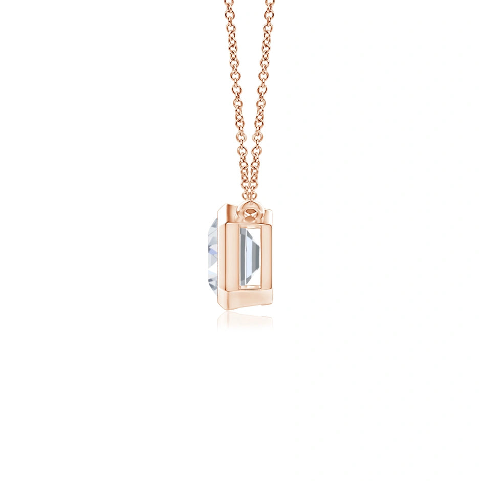 Lab-Grown East-West Bezel-Set Emerald-Cut Diamond Pendant