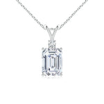 Load image into Gallery viewer, Emerald-Cut Lab-Grown Diamond Solitaire Pendant with Accent

