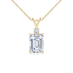 Load image into Gallery viewer, Emerald-Cut Lab-Grown Diamond Solitaire Pendant with Accent
