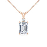 Load image into Gallery viewer, Emerald-Cut Lab-Grown Diamond Solitaire Pendant with Accent
