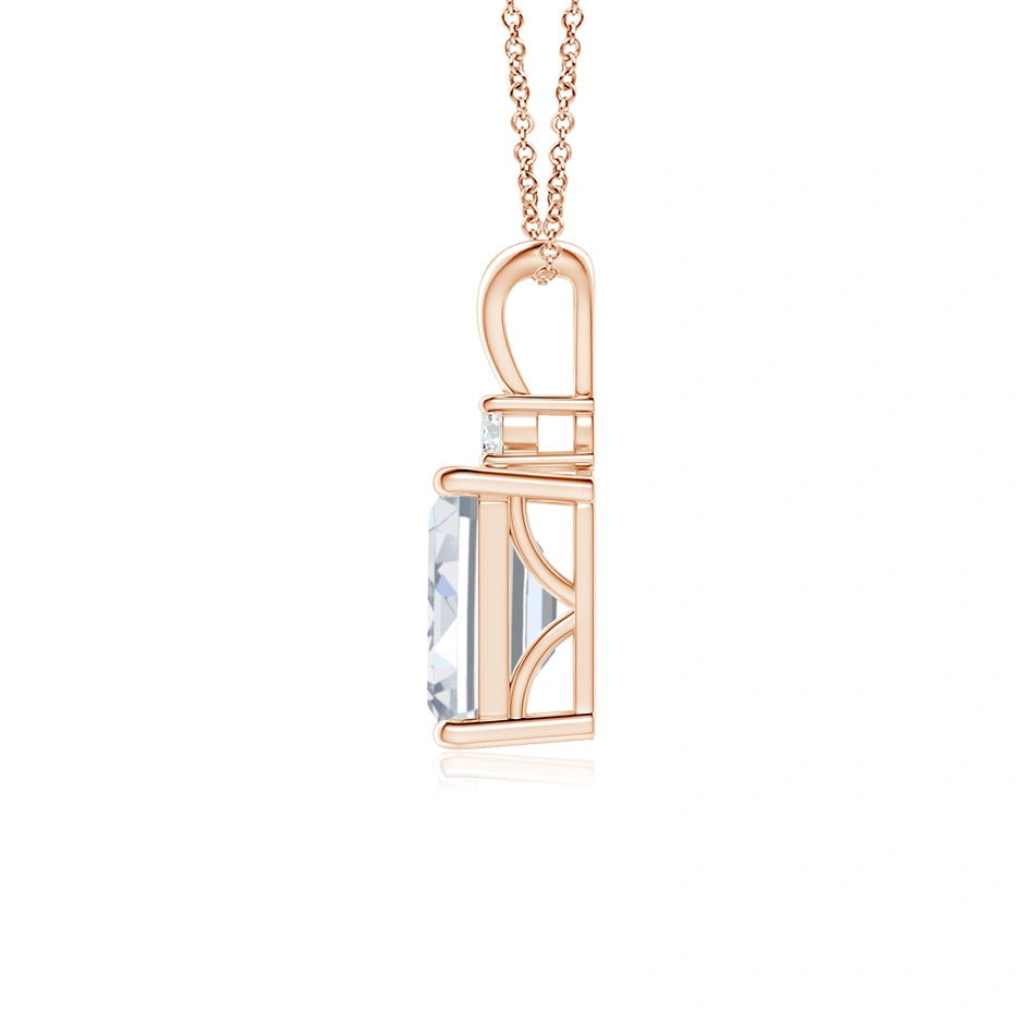 Emerald-Cut Lab-Grown Diamond Solitaire Pendant with Accent