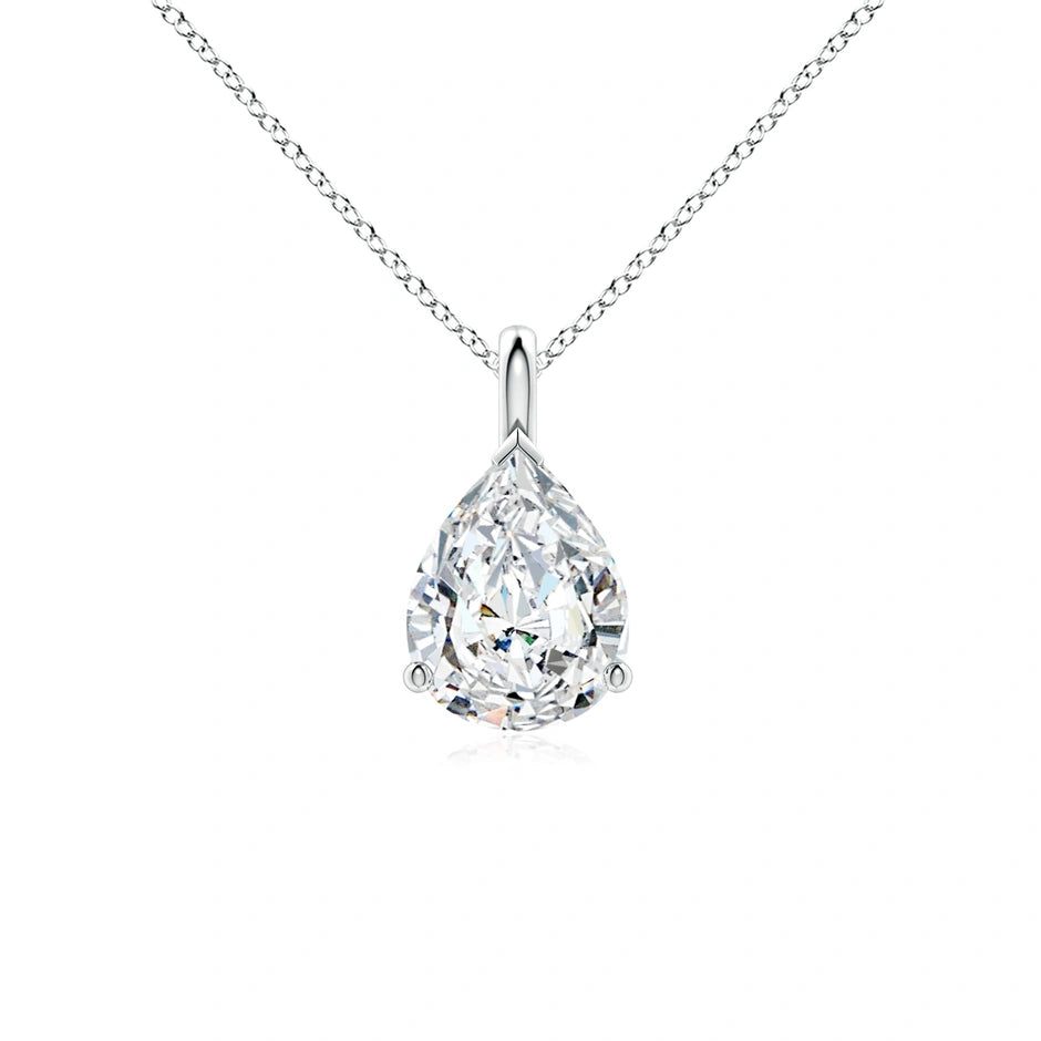 Lab-Grown Solitaire Pear Diamond Classic Pendant