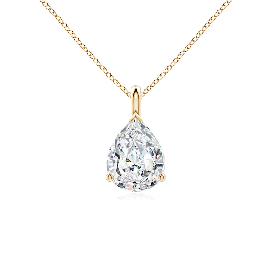 Lab-Grown Solitaire Pear Diamond Classic Pendant