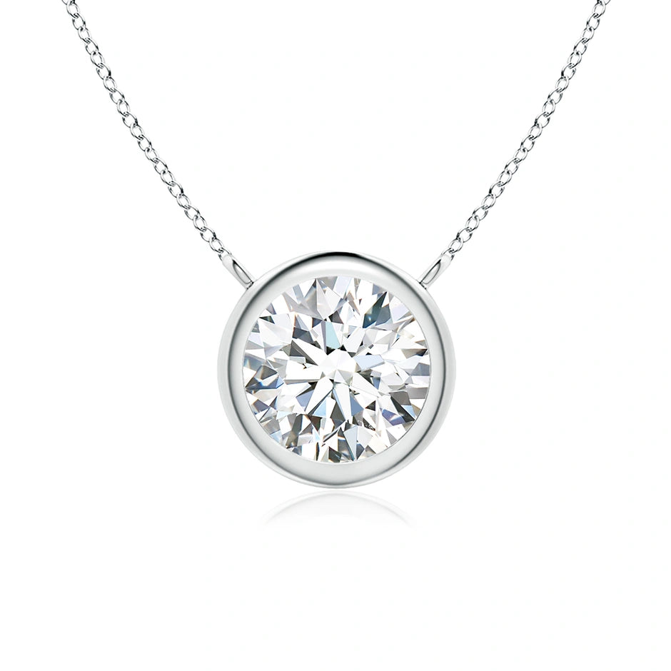 Lab-Grown Bezel-Set Round Diamond Solitaire Necklace