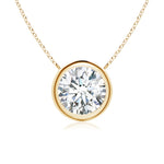 Load image into Gallery viewer, Lab-Grown Bezel-Set Round Diamond Solitaire Necklace
