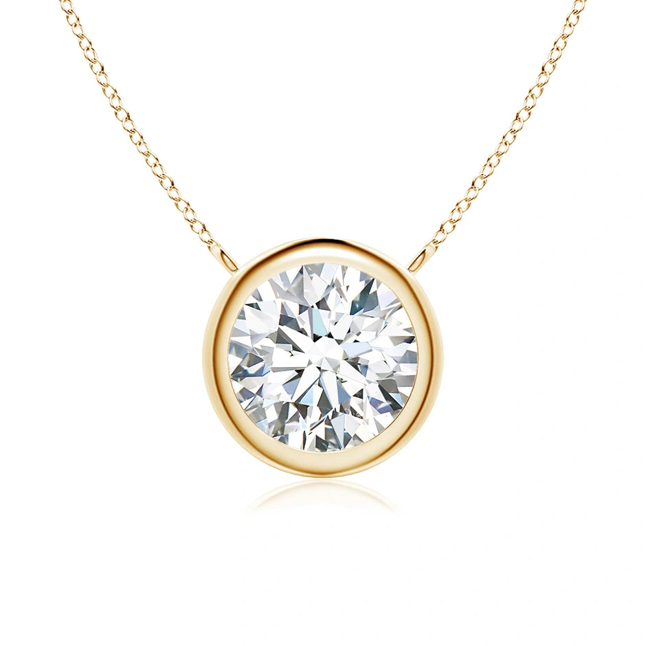 Lab-Grown Bezel-Set Round Diamond Solitaire Necklace