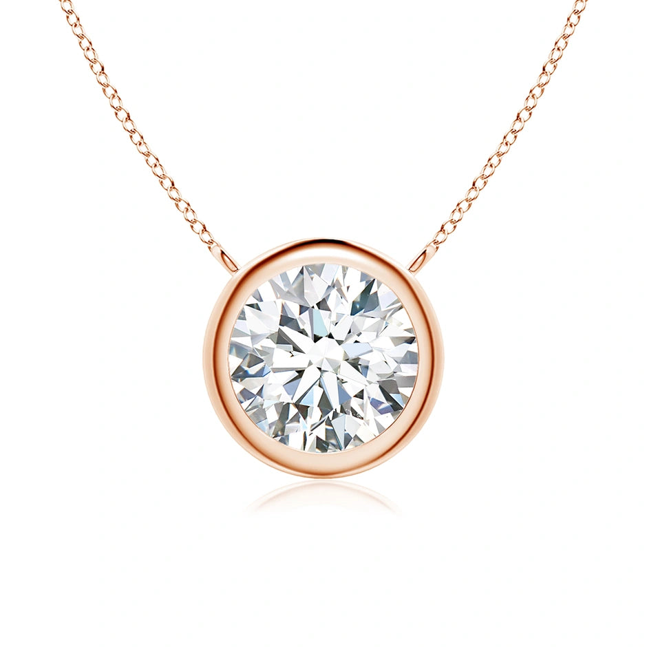 Lab-Grown Bezel-Set Round Diamond Solitaire Necklace