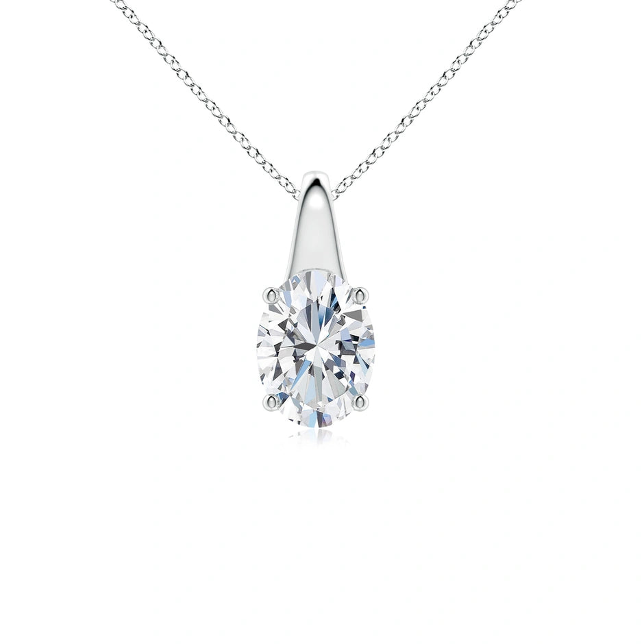 Lab-Grown Oval Diamond Solitaire Pendant