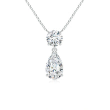 Lab-Grown Solitaire Pear Diamond Drop Pendant with Accent