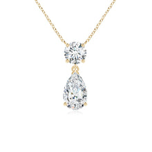 Lab-Grown Solitaire Pear Diamond Drop Pendant with Accent
