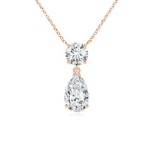 Lab-Grown Solitaire Pear Diamond Drop Pendant with Accent