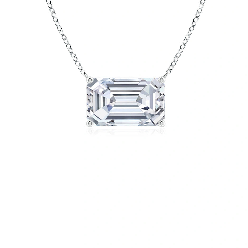 East-West Emerald-Cut Lab-Grown Diamond Solitaire Pendant