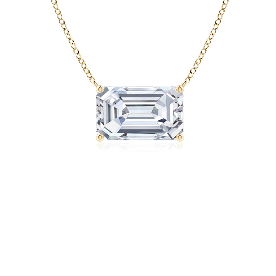 East-West Emerald-Cut Lab-Grown Diamond Solitaire Pendant