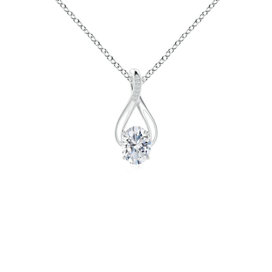 Oval Lab-Grown Diamond Infinity Twist Pendant with Accents
