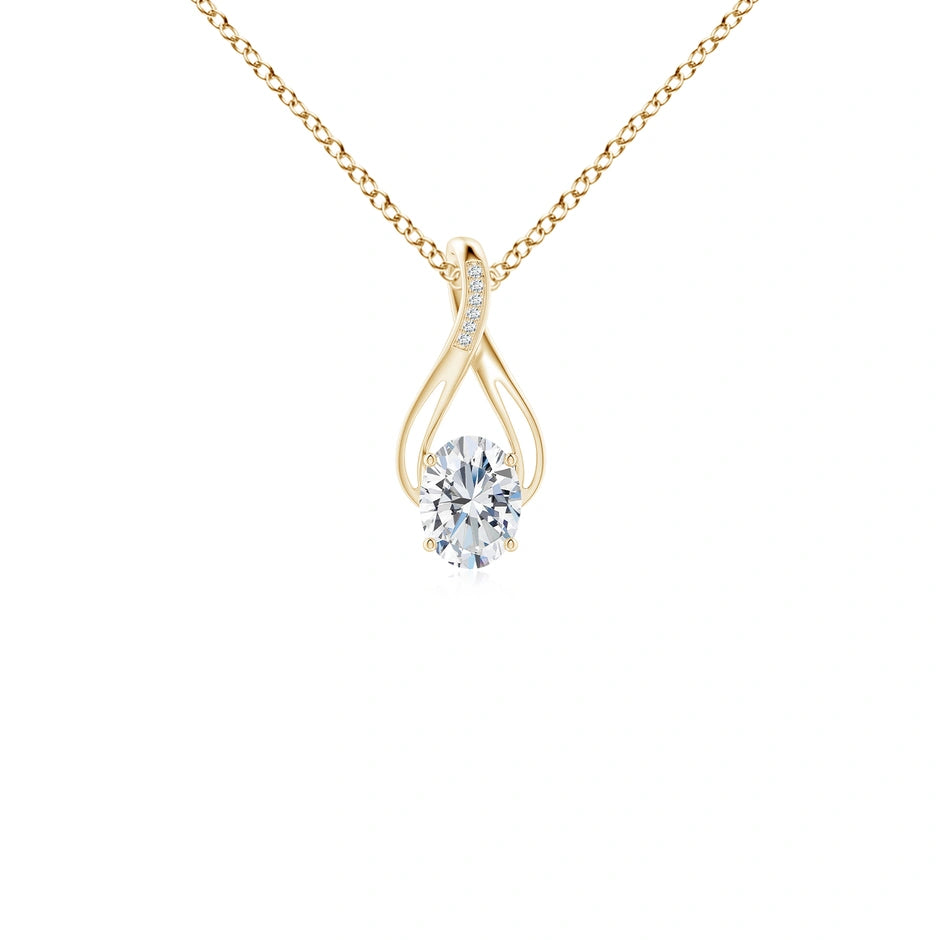 Oval Lab-Grown Diamond Infinity Twist Pendant with Accents