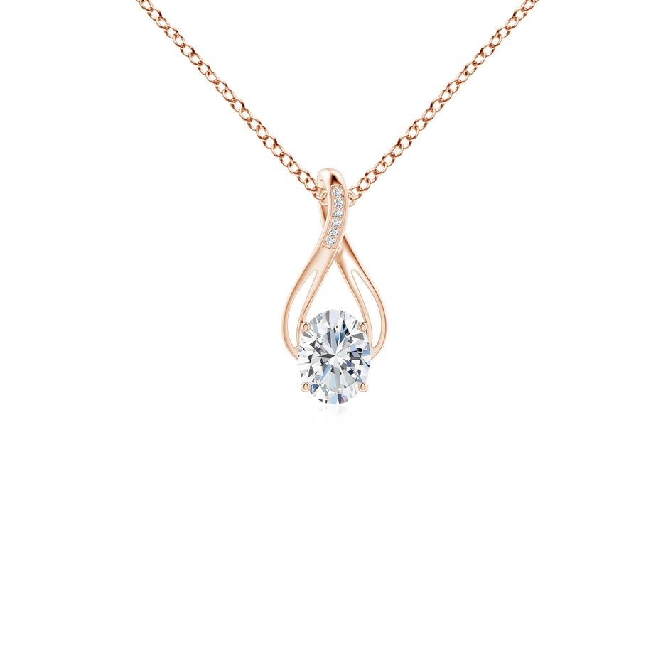 Oval Lab-Grown Diamond Infinity Twist Pendant with Accents