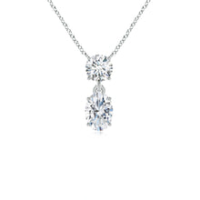 Lab-Grown Solitaire Oval Diamond Drop Pendant with Accent