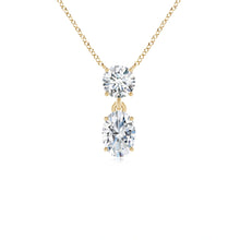Lab-Grown Solitaire Oval Diamond Drop Pendant with Accent