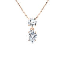 Lab-Grown Solitaire Oval Diamond Drop Pendant with Accent