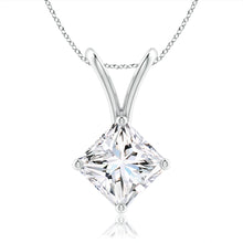Lab-Grown Prong-Set Princess-Cut Diamond Solitaire V-Bale Pendant