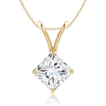 Load image into Gallery viewer, Lab-Grown Prong-Set Princess-Cut Diamond Solitaire V-Bale Pendant
