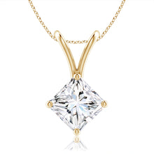 Lab-Grown Prong-Set Princess-Cut Diamond Solitaire V-Bale Pendant