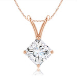 Load image into Gallery viewer, Lab-Grown Prong-Set Princess-Cut Diamond Solitaire V-Bale Pendant
