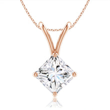 Lab-Grown Prong-Set Princess-Cut Diamond Solitaire V-Bale Pendant