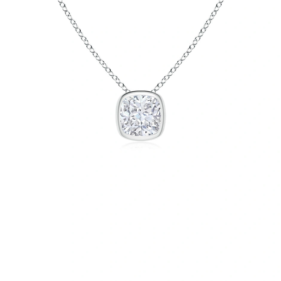 Lab-Grown Bezel-Set Cushion Diamond Solitaire Pendant