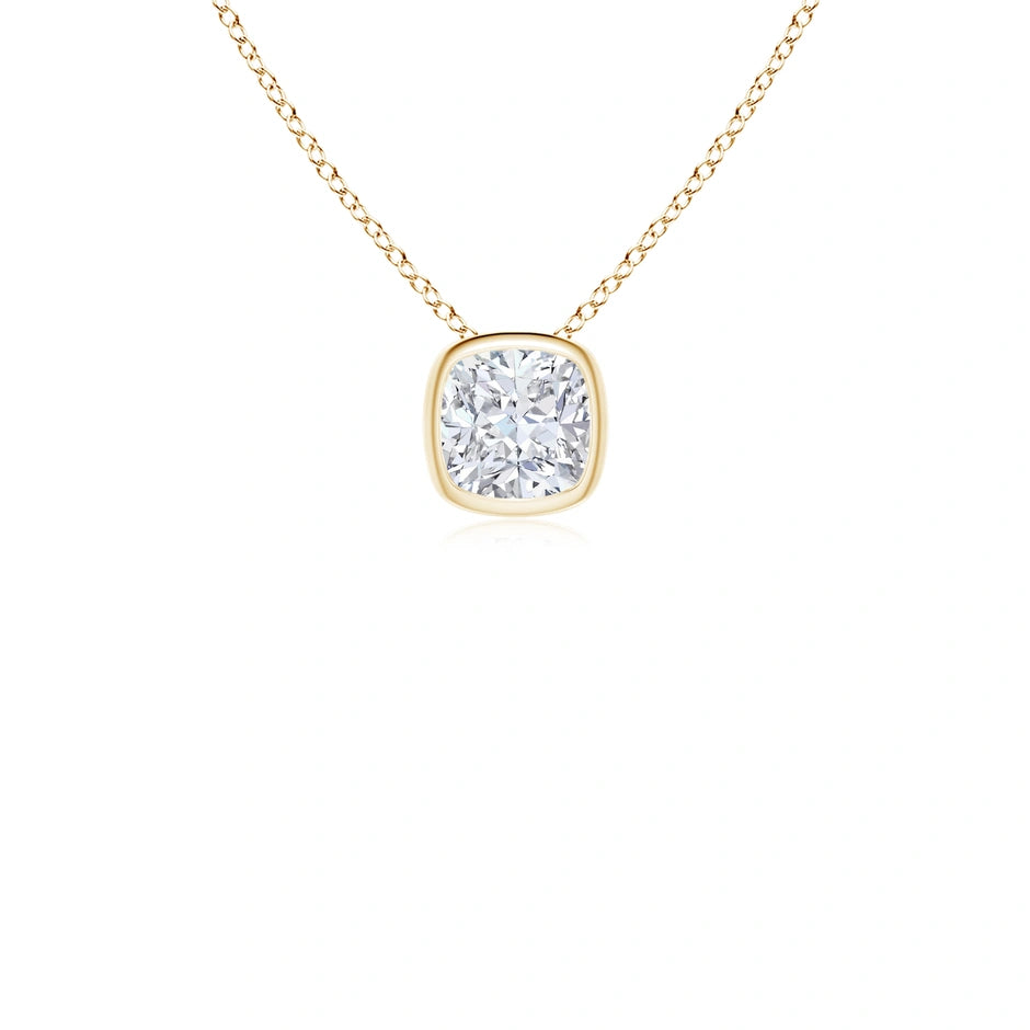 Lab-Grown Bezel-Set Cushion Diamond Solitaire Pendant